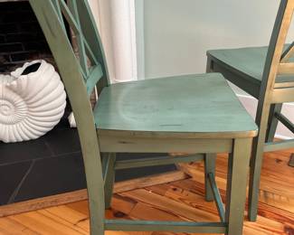 $60; Pair of cottage farmhouse counter-height barstools; approx. 24" (seat) x 22" x 18", 41.5" back
