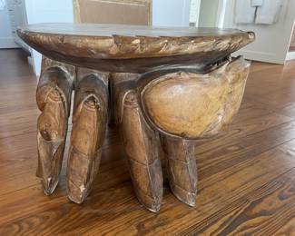 $525; Crab handcarved wood coffee table; approx. 20" x 34", minor losses, very heavy table; on third floor