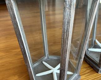 $175; Pair of Pottery Barn "Park Hill" lanterns; approx. 31" x 14" x 15" each