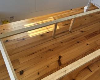 $250; Cottage king bed frame by Kaiser 1headboard 65.5" x 83"; foot 32.5" x 83"; some peeling on footboard edge; general wear