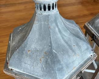 $175; Pair of Pottery Barn "Park Hill" lanterns; approx. 31" x 14" x 15" each