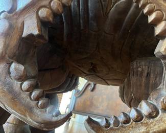 $525; Crab handcarved wood coffee table; approx. 20" x 34", minor losses, very heavy table; on third floor