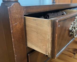 $225; Drexel serving cart, 1970s, approx. 31" x 39" x 18" (59" extended). Wear from age and use.