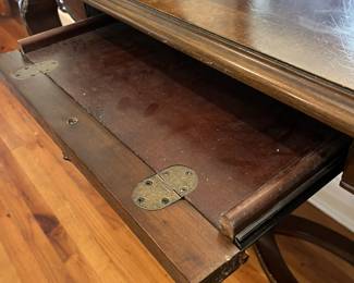 $100; Vintage Console Sofa Table; approx. 30.4” x 52” x 21”; wear from age and use, some losses to top surface