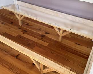 $250; Cottage king bed frame by Kaiser 1headboard 65.5" x 83"; foot 32.5" x 83"; some peeling on footboard edge; general wear