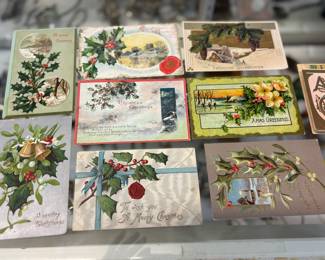 Vintage Christmas Postcards with writings on back.