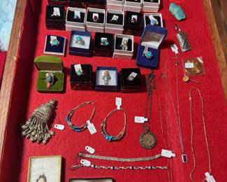 Assortment of fine sterling silver and Native American jewelry