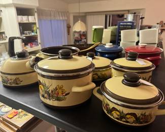 Vintage Merry Mushroom pots and pans never used