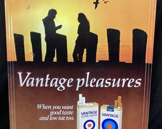  RJR 1981 VANTAGE PLEASURES CIGARETTE METAL ADVERTISING SIGN NO SHIPPING PICKUP ONLY