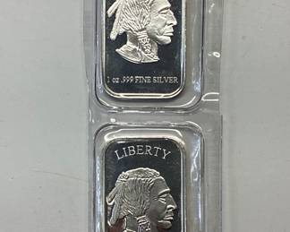 2 SILVER BUFFALO INGOTS .999 SILVER BUFFALO INGOTS WEIGHING 1 TROY OZ. EACH