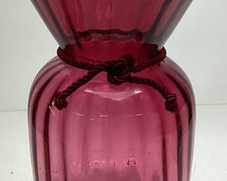 PILGRIM CRANBERRY GLASS VASE, 8in H