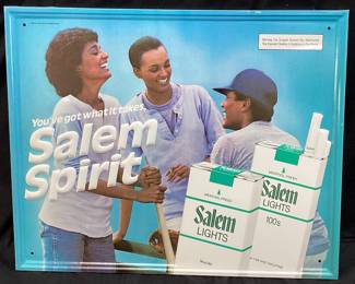  RJR 1982 SALEM CIGARETTES, SALEM SPIRIT EMBOSSED ADVERTISING SIGN NO SHIPPING PICKUP ONLY