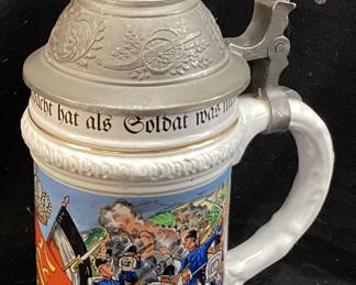 GERMAN GERZIT MILITARY STEIN, 10in H