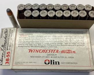 WINCHESTER 38-55 AMMO FULL BOX OF W38550FW 255 GRAIN RIFLE CARTRIDGES