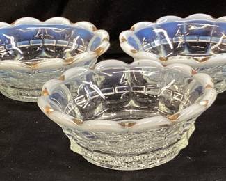 (6) NORTHWOOD REGAL PATTERN WHITE OPALESCENT FRUIT BOWLS NO SHIPPING PICKUP ONLY