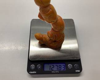 ANTIQUE HANDCARVED CORAL 127 GRAMS GUANYIN ANTIQUE HANDCARVED CORAL 127 GRAMS GUANYIN