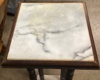 2-TIER MARBLEIZED INSERT, TWIST LEG PLANT STAND, 40in H, 15in W NO SHIPPING PICKUP ONLY