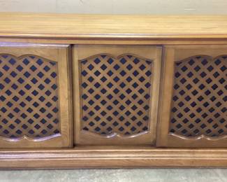 VTG. 3 DOOR LATTICE FRONT CREDENZA 60x18x29 INCHES. NO SHIPPING PICKUP ONLY