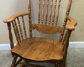  OAK SPINDLE BACK ROCKER NO SHIPPING PICKUP ONLY