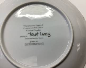 10 VINTAGE LIBBEY PINES HIGHBALL GLASSES, 7 LIBBEY WINTER WONDERLAND WINE GOBLETS, TWO FRANKLIN MINT HEIRLOOM PLATES WITH BIRDS AND ONE ROBERT LAESSIG PLATE