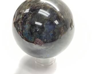 3 STONES SPHERES LOT, LABRADORITE, MARBLE, AGATE THE LARGEST SPHERE AT 3.5" IS A BEAUTIFUL LABRADORITE. TWO 3â€ STRIPED MARBLE AND AGATE SPHERES.