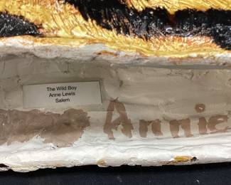 THE WILD BOY TIGER POTTERY SCULPTURE BY ANNE LEWIS, SALEM, 11.5in H & 11in L NO SHIPPING PICKUP ONLY