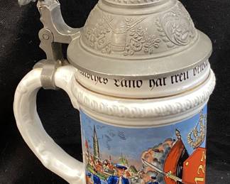GERMAN GERZIT MILITARY STEIN, 10in H