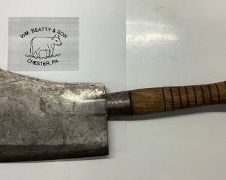  19TH CENTURY WM. BEATTY & SON #0 MEAT CLEVER ANTIQUE 7" BLADE WM. BEATTY & SON CHESTER, PENNSYLVANIA #0 MEAT CLEVER FROM 19TH CENTURY