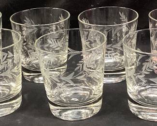 (10) HAND CUT ON A WHEEL OLD FASHION WHISKEY GLASSES