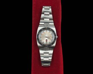 Vintage Men's Wittnauer Automatic Stainless Steel Day-Date Diver's Watch With A Case, DOES WORK