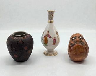 Lot Of 3 Antique/Vintage Japanese Art Pieces