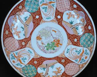 Large 16" Antique Japanese Hand Painted Imari Porcelain Charger