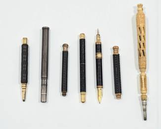 Lot Of 7 Antique / Vintage Pens And Mechanical Pencils, Please Read Description