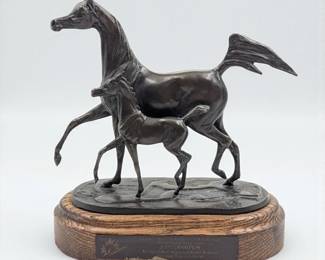 2005 Canadian National Arabian Horse Championship Mother & Mare Bronze Sculpture by Jill Mckinney