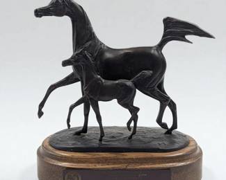 2007 Canadian National Arabian Horse Championship Mother & Mare Bronze Sculpture by Jill Mckinney