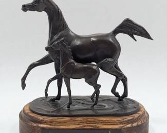 2005 Canadian National Arabian Horse Championship Mother & Mare Bronze Sculpture by Jill Mckinney