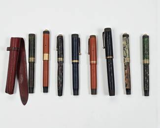 Lot Of 8 Parker Duofold Fountain Pens, Includes One 14K Gold Nib, Please Read Description