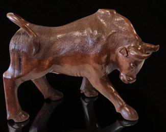 A Very Finely Carved Black Forrest Bull Figure