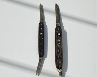 Pair Of Vintage Schrade Presto Spring Lock Switchblade Pocket Knives, One Damaged