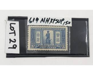 United States Scott No. 619 Lexington Concord 5-Cent Blue Stamp