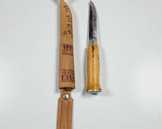 Vintage Finnish Lisakki Jarvenpaa Knife With Leather Sheath