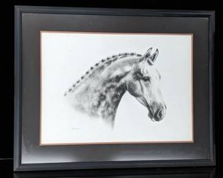 Vintage Signed Sharon Jerdeman Horse Etching
