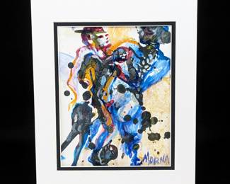 Signed Florida Artist Morna Strengholt Abstract Oil And Watercolor On Paper Painting