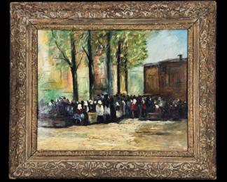 Giuseppe (Beppi) Ciardi (Italian, 1875-1932?) Oil On Board Painting, "MARKET SCENE"