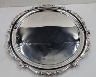 German Modernist Eugen Ferner Large Silver Plated Circular Serving Tray
