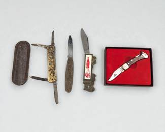 Lot Of 4 Vintage Folding Pocket Knives, American, European, And Japanese