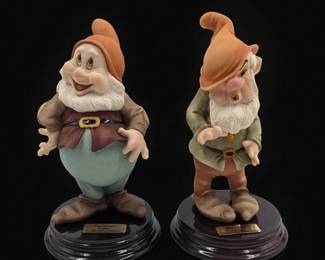 Giuseppe Armani Figurines: Walt Disney's "Happy" 327C And "Sneezy" 914C With Original Boxes