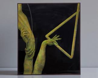 Suzzette Urs Signed Reverse Acrylic Glass Art Dated 1996