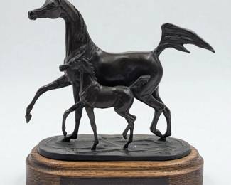 2005 Canadian National Arabian Horse Championship Mother & Mare Bronze Sculpture by Jill Mckinney