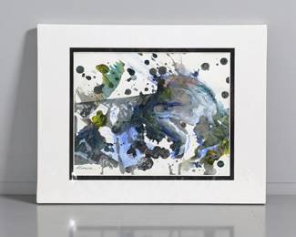 Signed Florida Artist Morna Strengholt Abstract Oil And Watercolor On Paper Painting